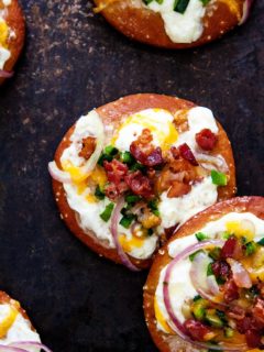 Mini Jalapeño Popper Pretzel Pizzas - Pretzel Crust Pizza