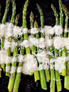 Roasted Asparagus with Lemon Walnut Dressing