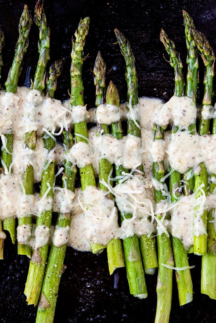 Roasted Asparagus with Lemon Walnut Dressing