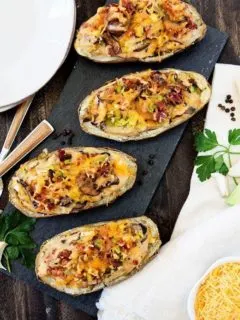Roasted Cauliflower Bacon Leek Mushroom Twice Baked Potatoes