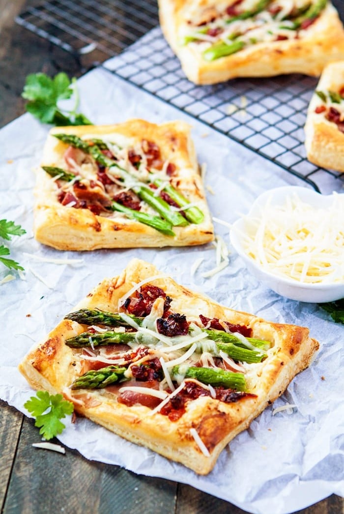 Asparagus Prosciutto Puff Pastry Pizzas