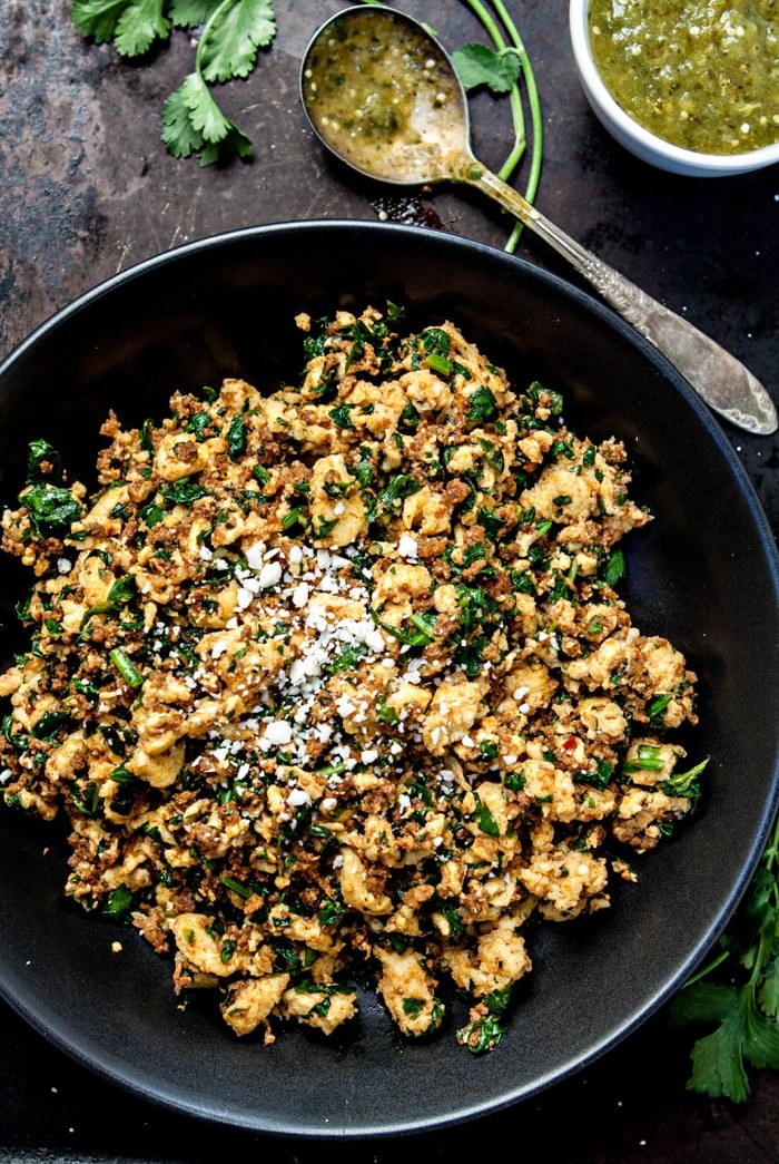 Chorizo Spinach Egg Scramble