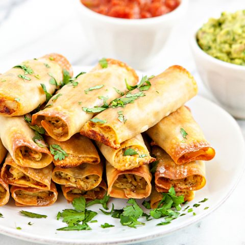 Easy Baked Wonton Chicken Taquitos
