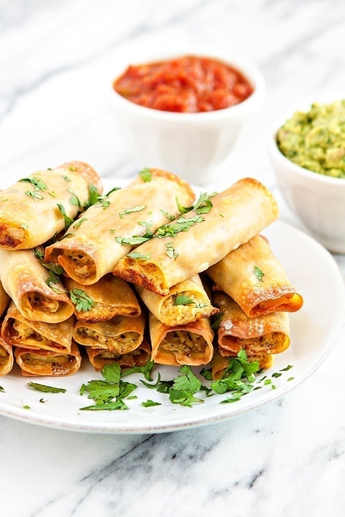 Easy Baked Wonton Chicken Taquitos | Good Life Eats