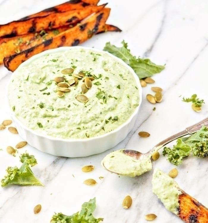 Kale Cilantro Pesto Yogurt Dip