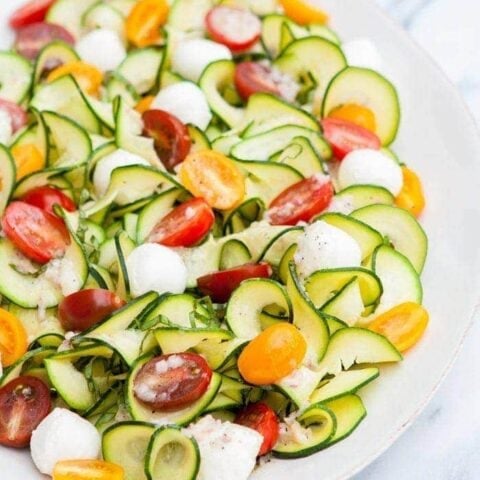 Zucchini Tomato Basil Salad with Lemon Basil Vinaigrette