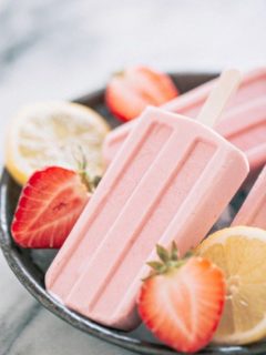 Creamy Strawberry Lemonade Popsicles images and recipe