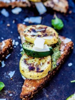 Pesto Goat Cheese Crostini