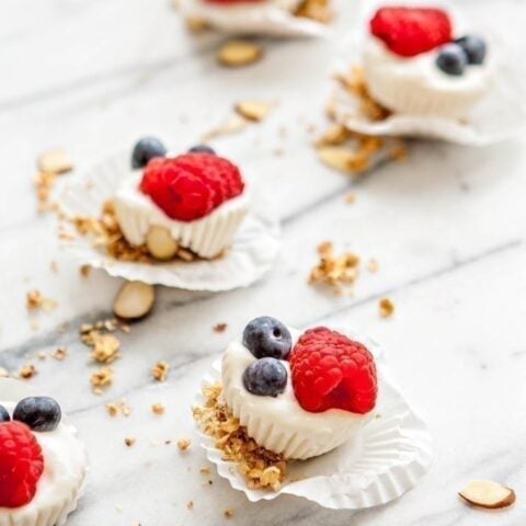 Red, White, and Blue Berry Almond Frozen Yogurt Bites