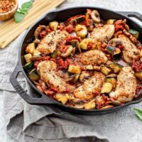 Italian Chicken, Mushroom, and Zucchini Skillet