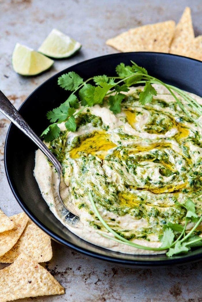 Roasted Salsa Verde Hummus Recipe