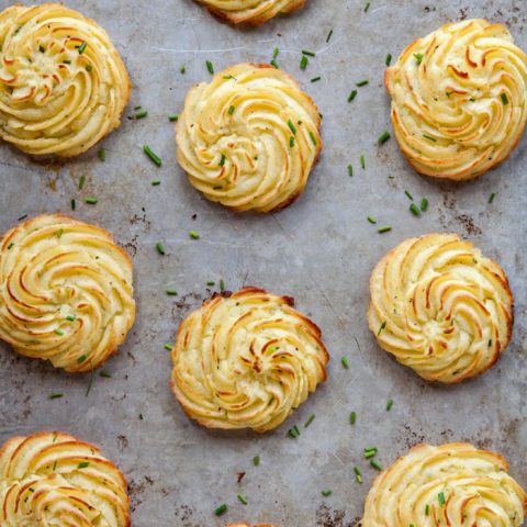 Cream Cheese Chive Duchess Potatoes