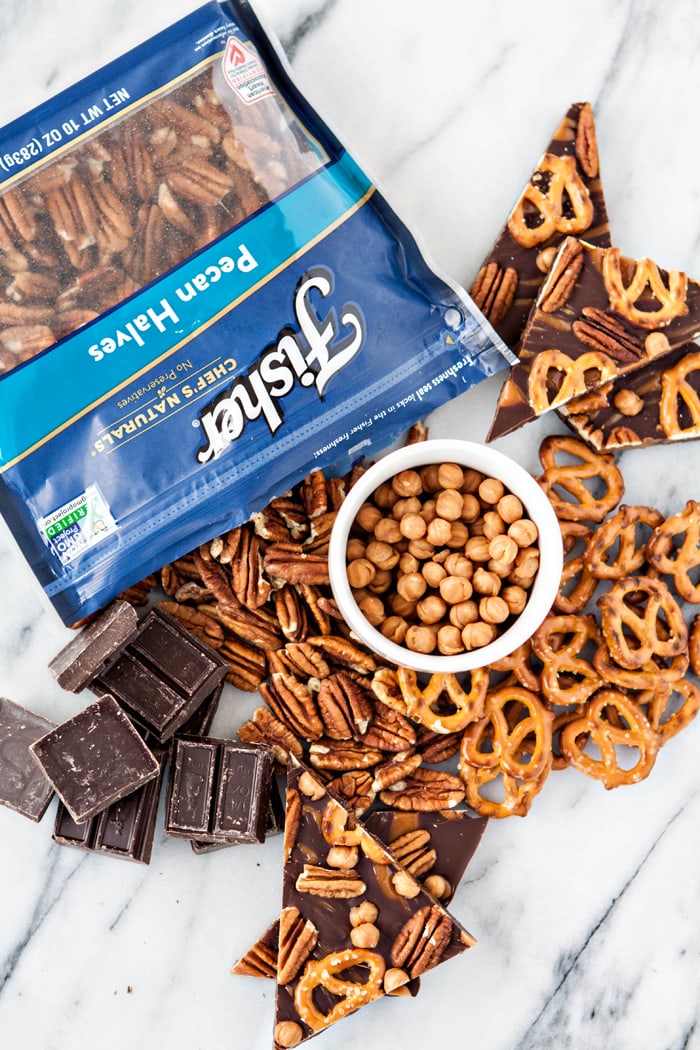 Dark Chocolate Turtle Pretzel Bark Recipe Good Life Eats dark-chocolate-turtle-pretzel-bark-recipe-good-life-eats