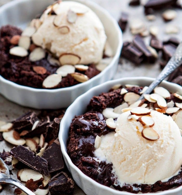 Dark Chocolate Almond Molten Lava Cake Sundaes