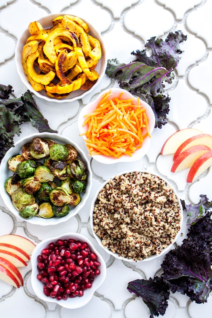 Rainbow Winter Quinoa Bowls with Maple Dijon Balsamic Dressing