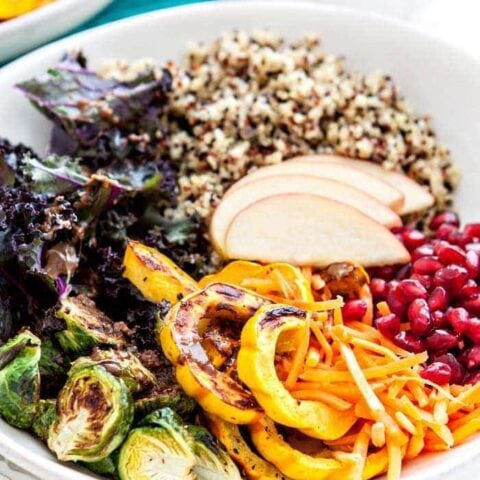 Rainbow Winter Quinoa Bowls with Maple Dijon Balsamic Dressing