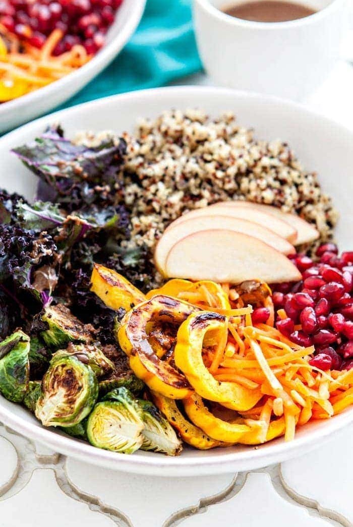 Rainbow Winter Quinoa Bowls with Maple Dijon Balsamic Dressing