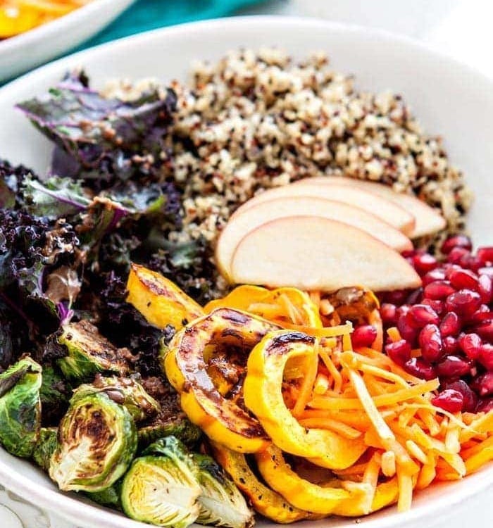 Rainbow Winter Quinoa Bowls with Maple Dijon Balsamic Dressing