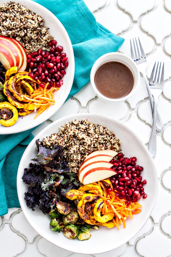 Rainbow Winter Quinoa Bowls with Maple Dijon Balsamic Dressing