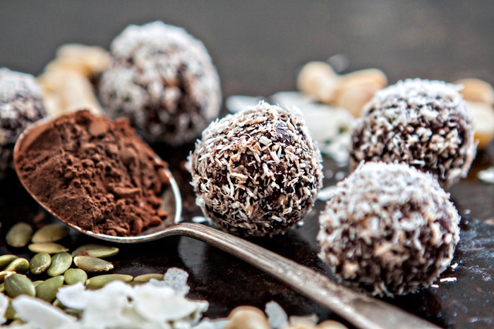 Chocolate Coconut Date Energy Balls 