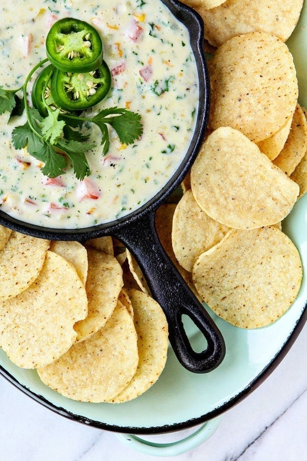 queso blanco dip with tortilla chips