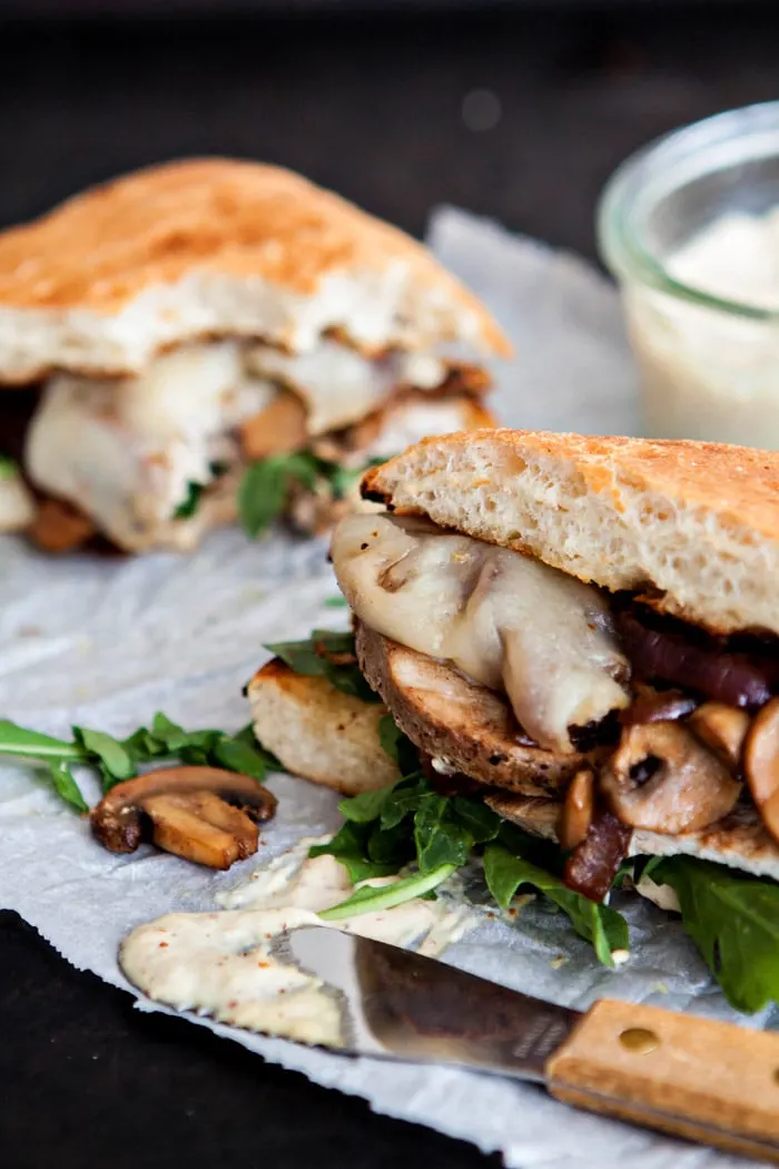 Roasted Pork Loin Sandwich with Caramelized Onions and Mushrooms 