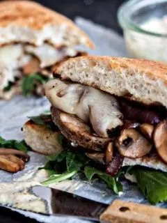 Roasted Pork Sandwich with Caramelized Onions and Mushrooms photos