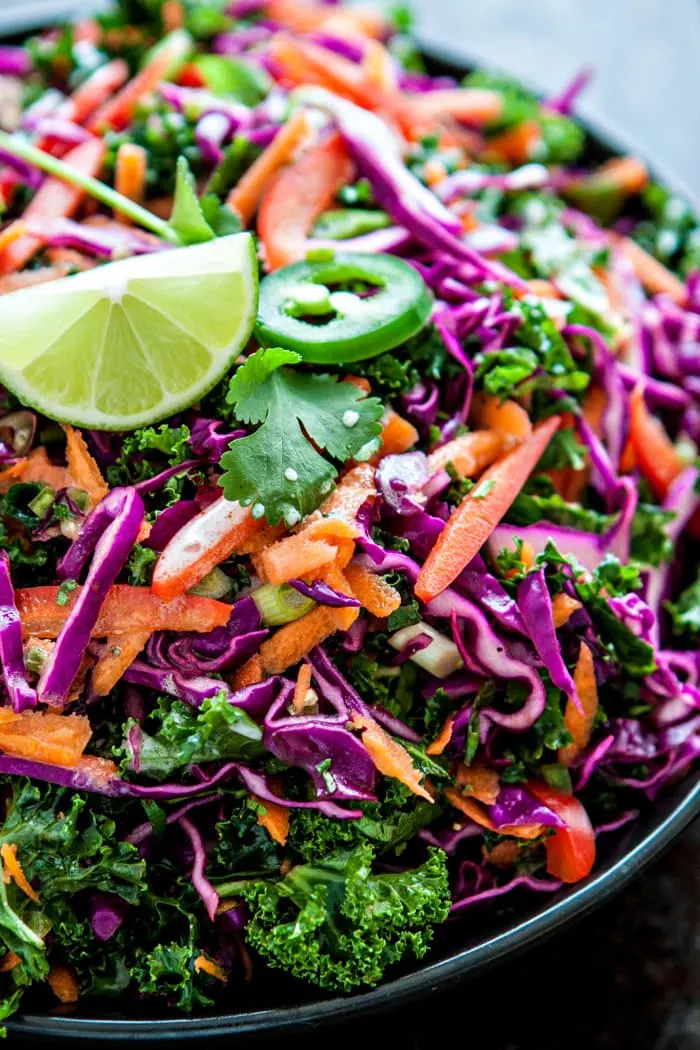 close up of Cilantro Lime Kale Slaw
