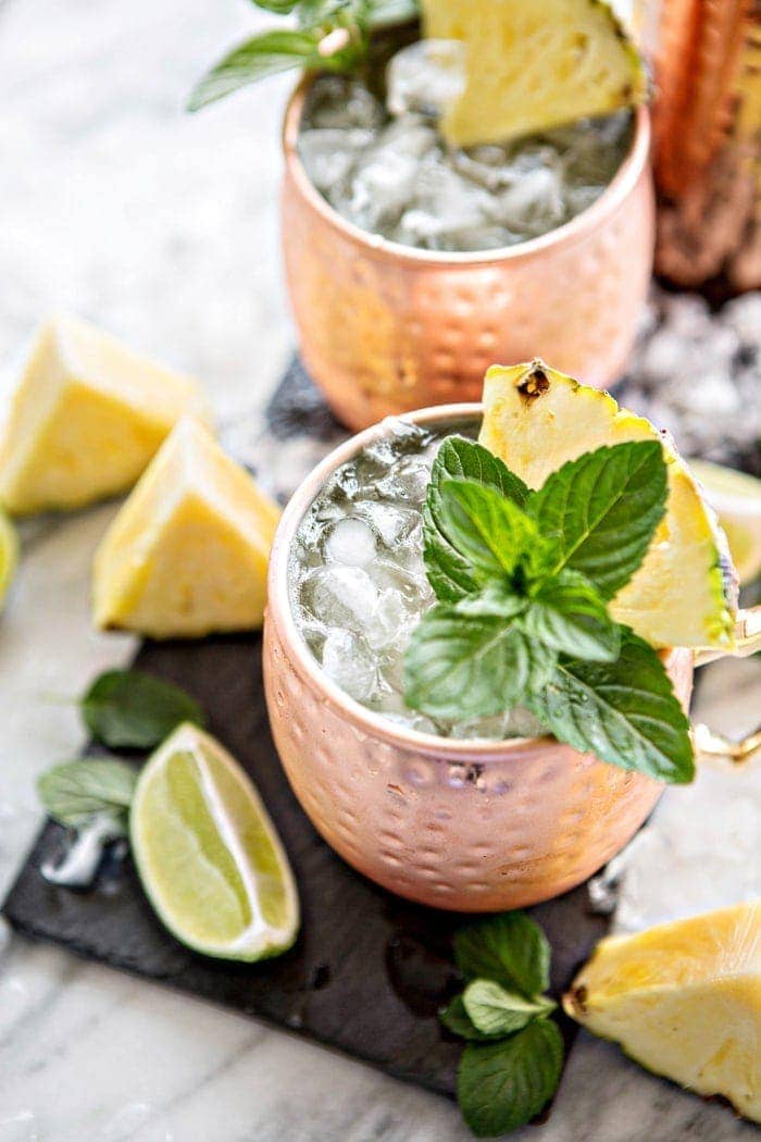 Fresh Pineapple Mint Moscow Mules