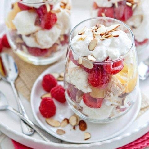 Raspberry Almond Angel Food Cake Parfaits | Good Life Eats