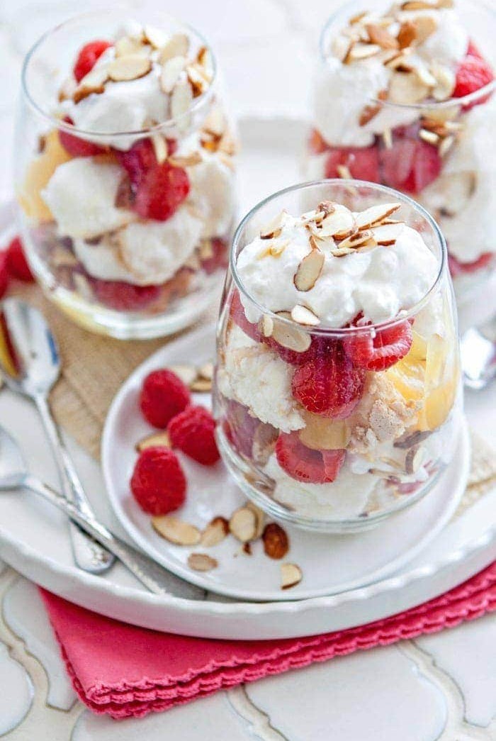 Raspberry Almond Angel Food Cake Parfait image