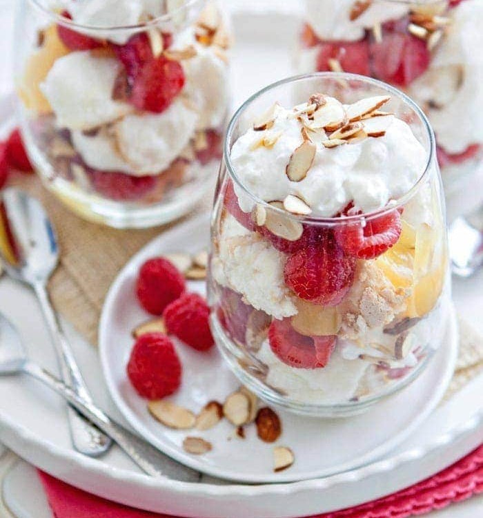 Raspberry Almond Angel Food Cake Parfait image