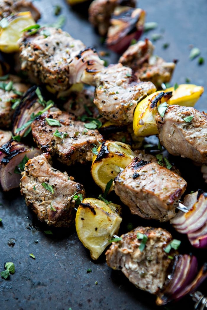 Greek pork kebabs