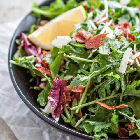 Italian Mixed Greens Salad with Prosciutto and Lemon Dijion Vinaigrette photo