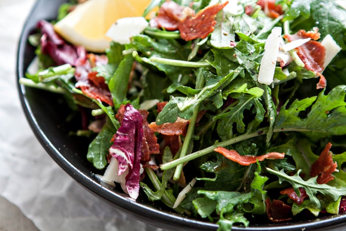 Italian Mixed Greens Salad with Prosciutto and Lemon Dijion Vinaigrette