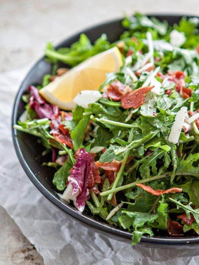 Italian Greens & Prosciutto Salad, Lemon Dijon Vinaigrette Good Life Eats