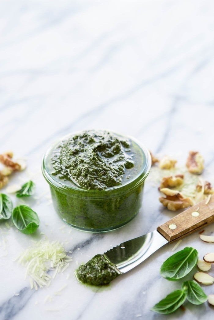 Basil Pesto with Almonds and Pecans Recipe + Tips to Freeze Pesto and Ways to Use Pesto