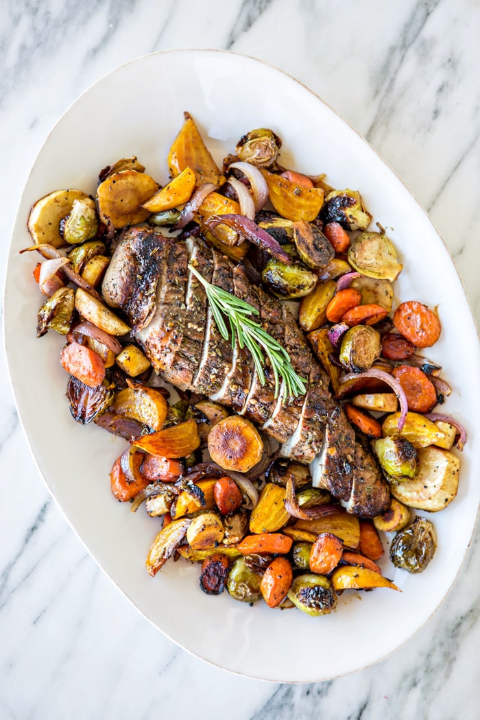 Fall Sheet Pan Pork Tenderloin with Honey Balsamic Roasted Vegetables