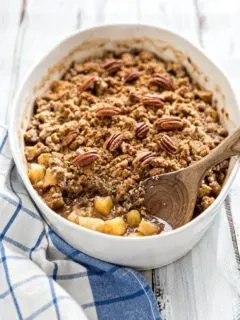 Apple Crisp with Oatmeal Pecan Crumble Topping - Thanksgiving Dessert Recipe Idea