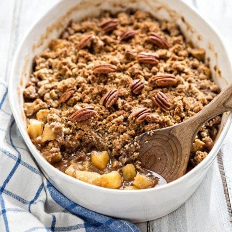 Apple Crisp with Oatmeal Pecan Crumble Topping - Thanksgiving Dessert Recipe Idea