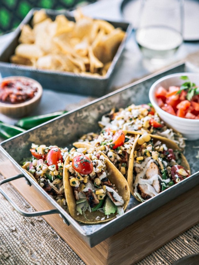 Chicken Tacos with Grilled Corn Tomato Salsa images and recipe