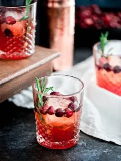 Cranberry Rosemary Shrub Cocktail with Bourbon