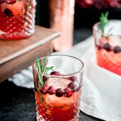Cranberry Rosemary Shrub Cocktail with Bourbon