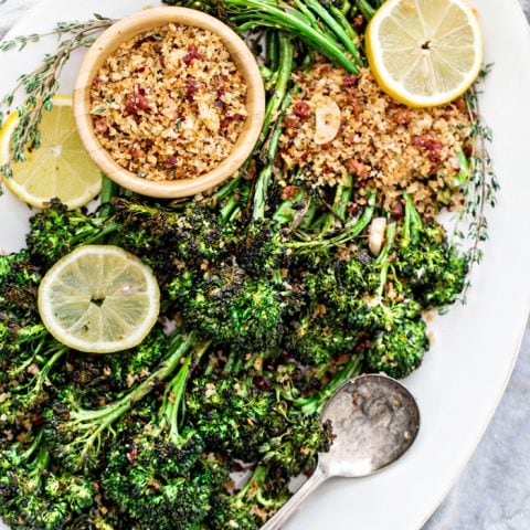 Lemon Roasted Broccolini with Pancetta and Breadcrumbs recipe and pictures