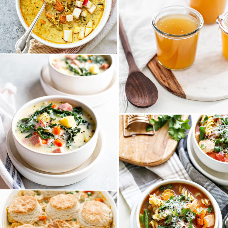 collage of recipes to make using thanksgiving leftovers
