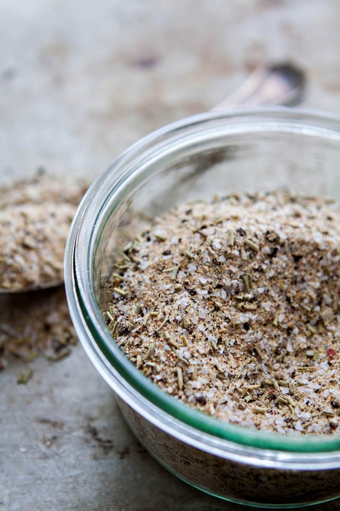 Homemade Garlic salt in glass jar