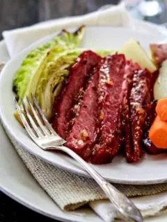 This Honey Marmalade Mustard Glazed Corned Beef is a fun take on the traditional St. Patrick's Day meal. Rather than stewing in the crock pot all day, the Corned Beef is braised with plenty of seasonings before broiling in the oven with a delicious Honey Marmalade Mustard Glaze.