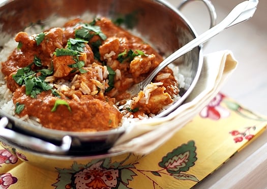 Indian Butter Chicken with Basmati Rice and Homemade Naan