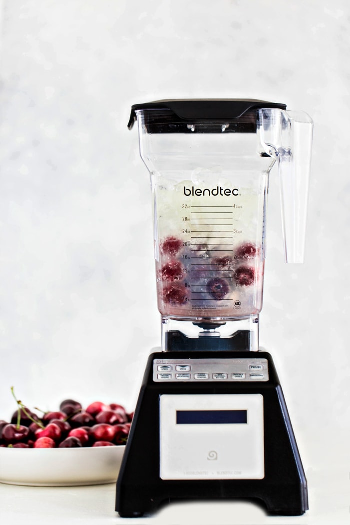 blender with cherries 