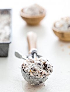 ice cream scoop with ice cream on a white background